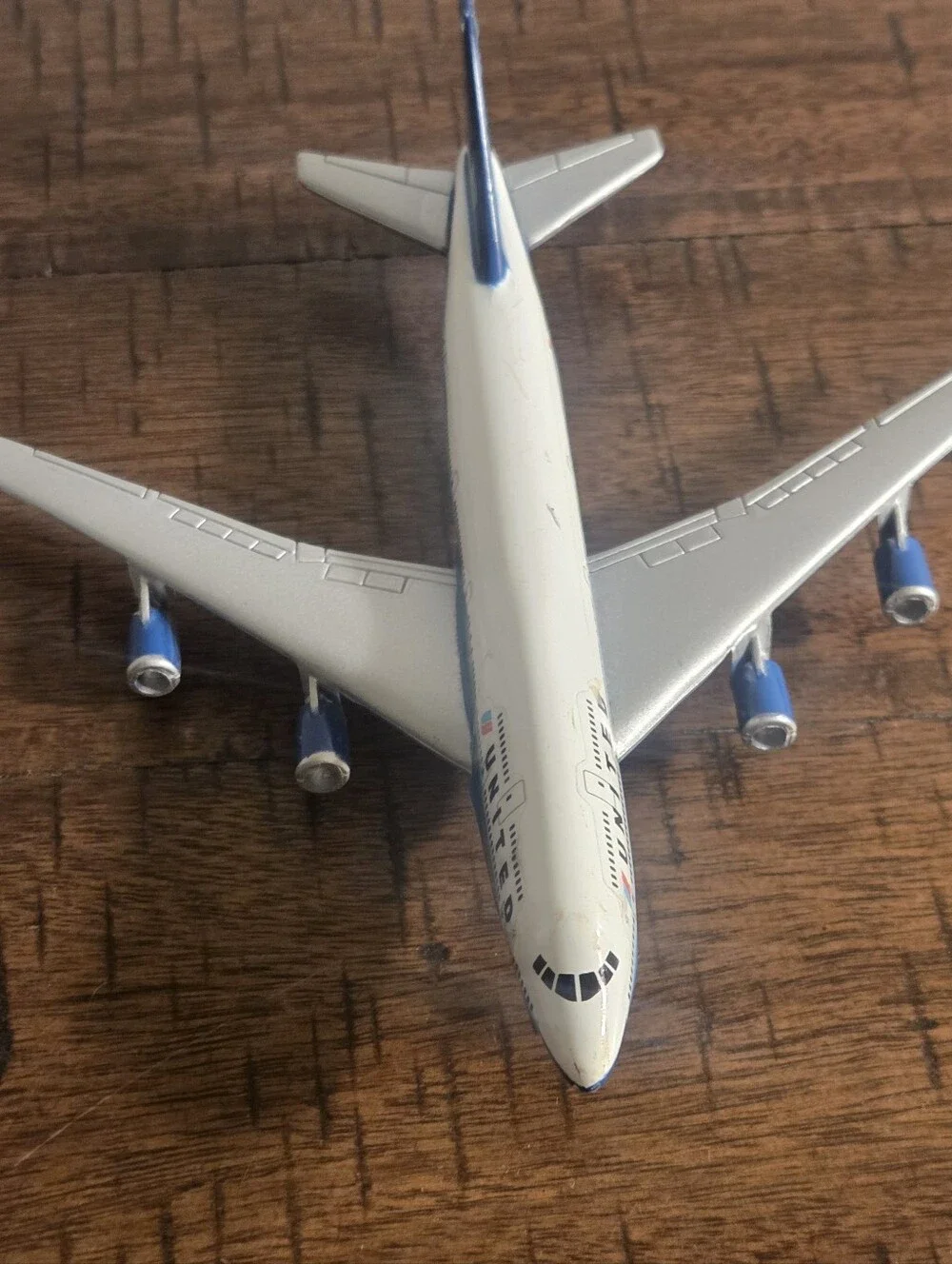 REALTOY United Airlines 747 Die-cast Jet Airplane Blue Tulip Tail #N196UA Model